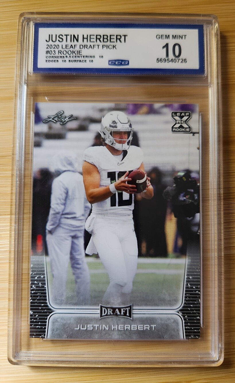 Leaf 2020 Draft Pick Justin Herbert #03 Rookie Graded CGC Oregon Ducks Card